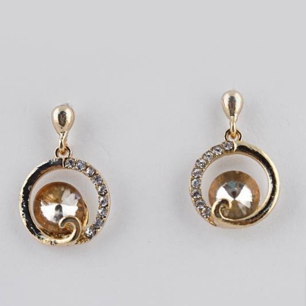 Circle drop earrings with crystal accent